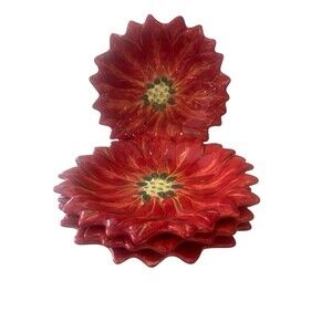 Tabletops Unlimited Espana Celebration Christmas Dessert Plates Set of 4 8”